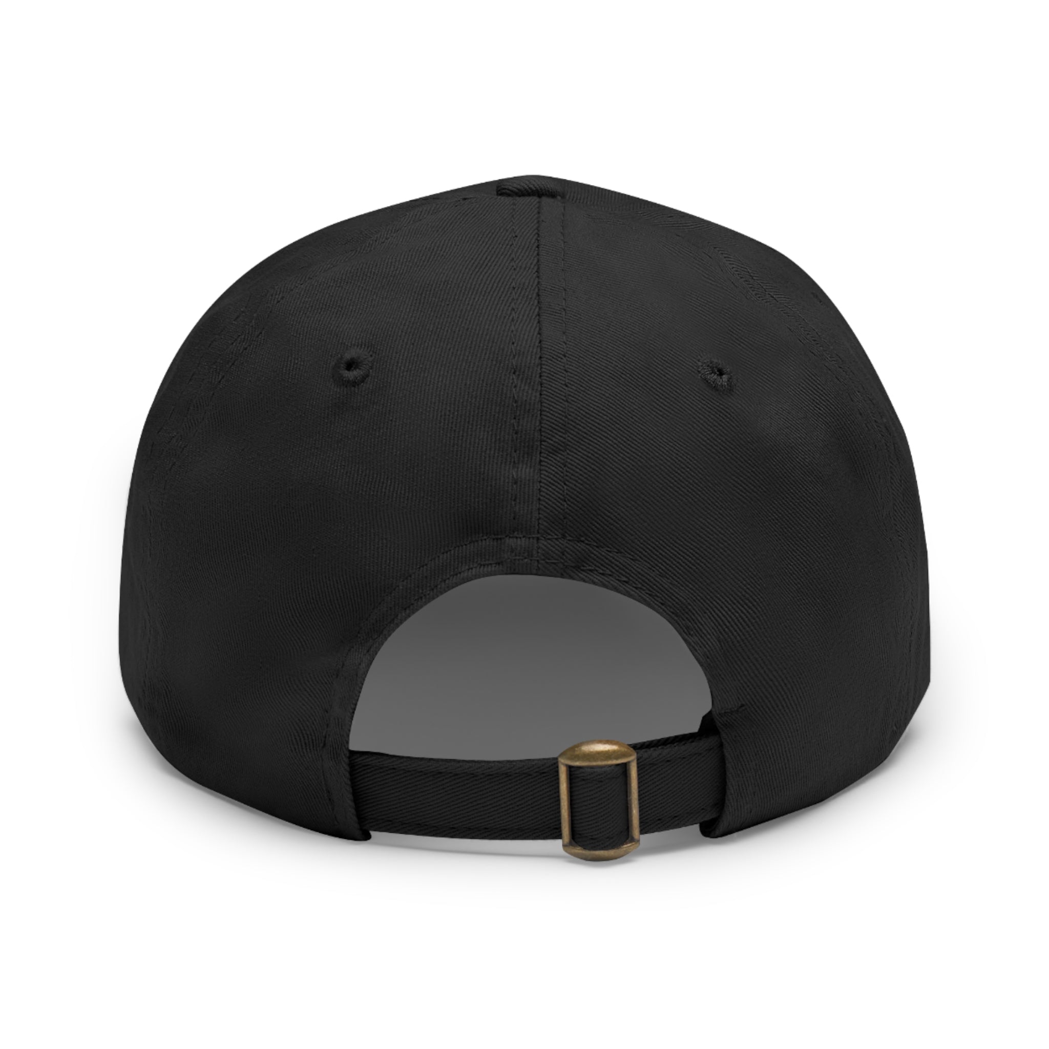 Dad Hat — Round Leather Patch Cross & Flowers Embroidered Design