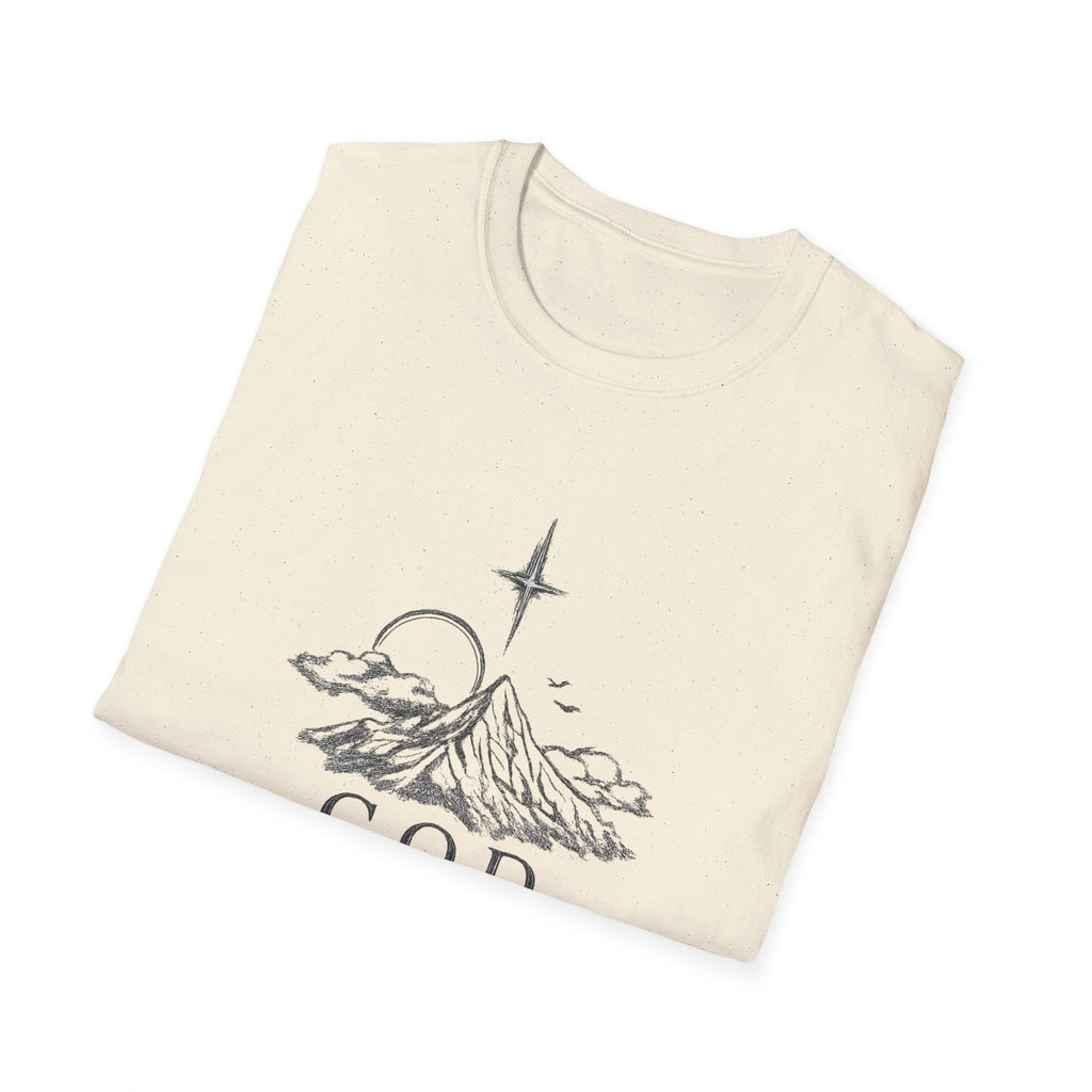Faith Mountain T-Shirt — "God is Our Refuge" Inspirational Christian Tee