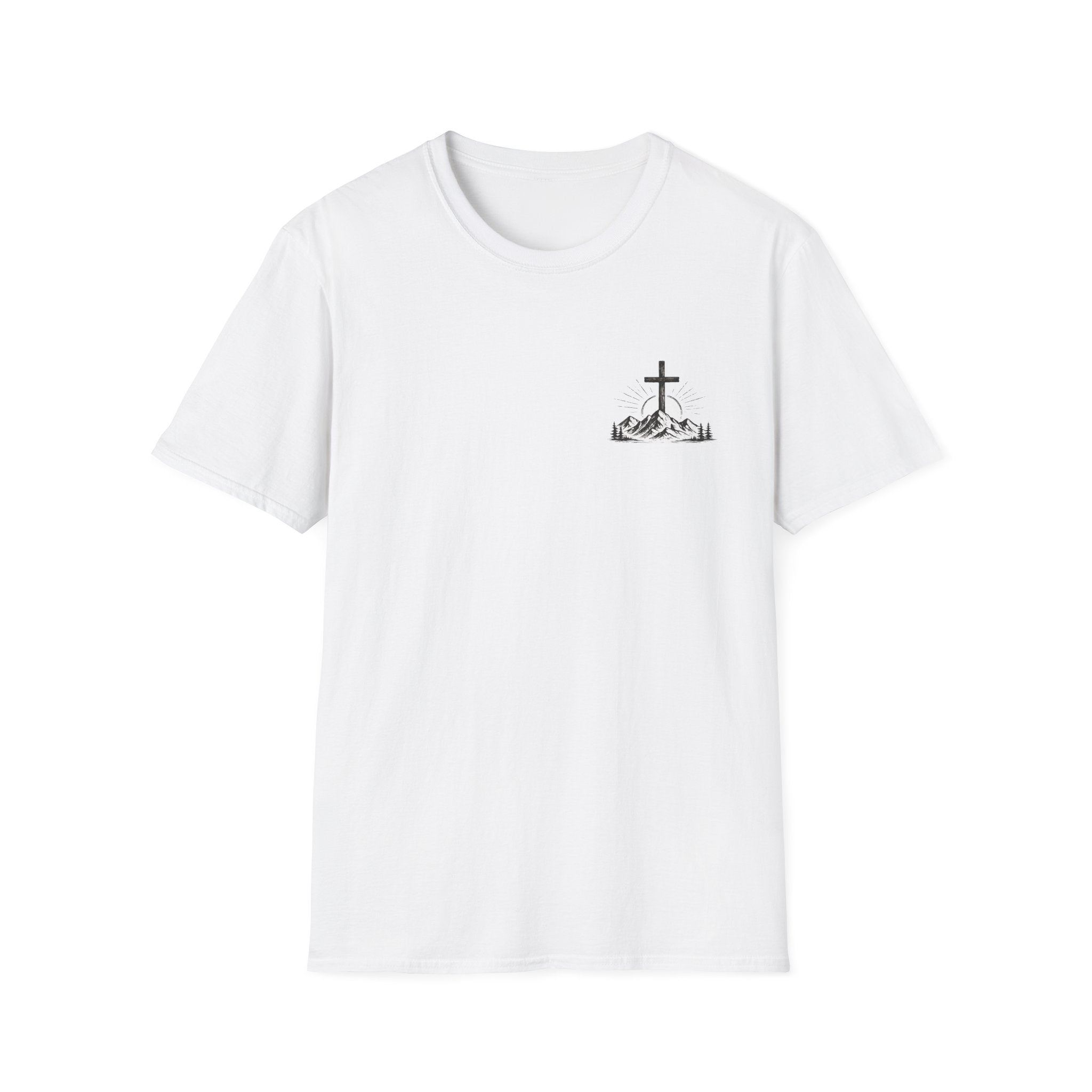 Christian Mountain Cross T-Shirt — Faith & Adventure Minimalist Design