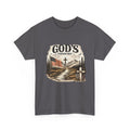 God's Country T-Shirt — American Flag, Cross & Rustic Mountain Vintage Graphic Tee