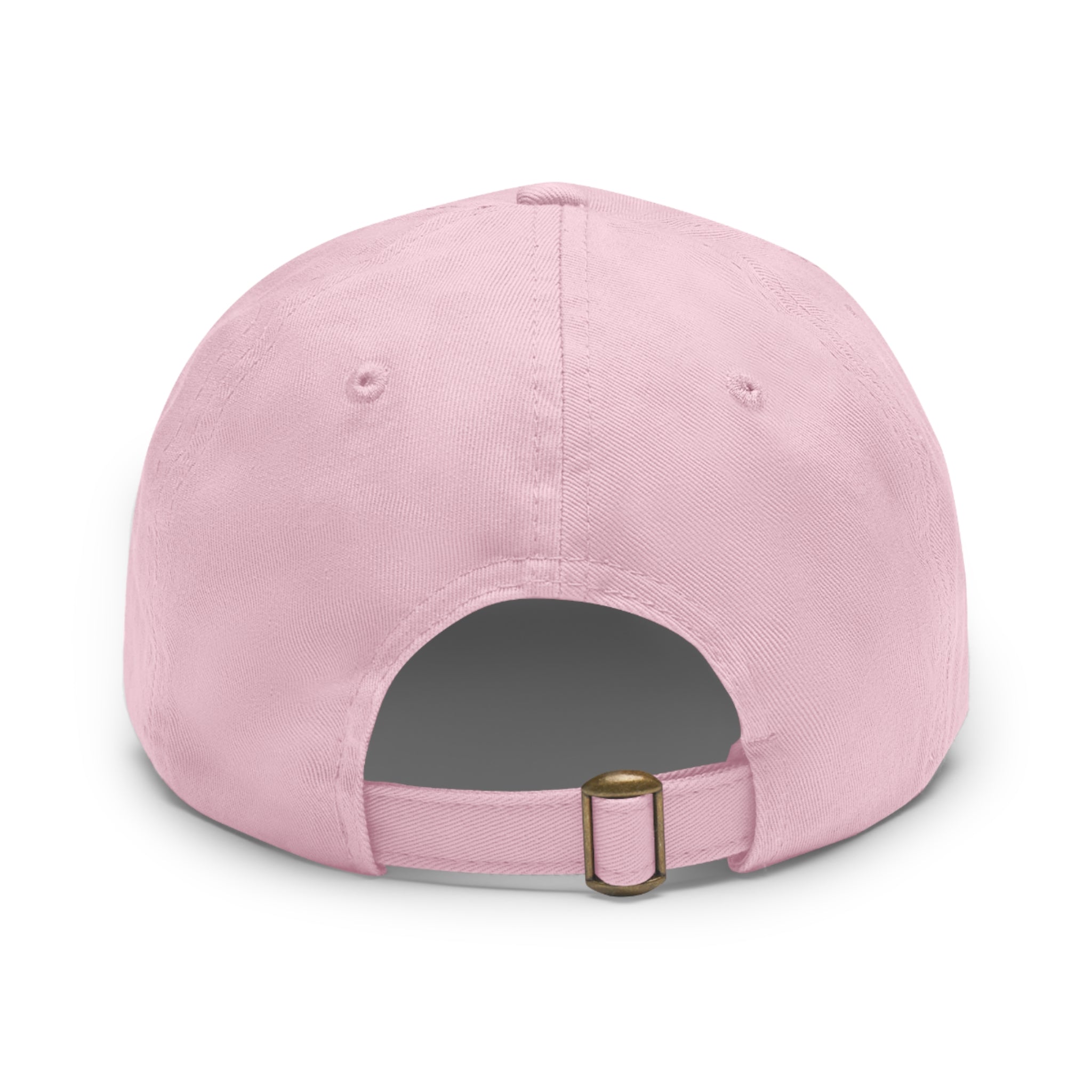 Dad Hat — Round Leather Patch Cross & Flowers Embroidered Design