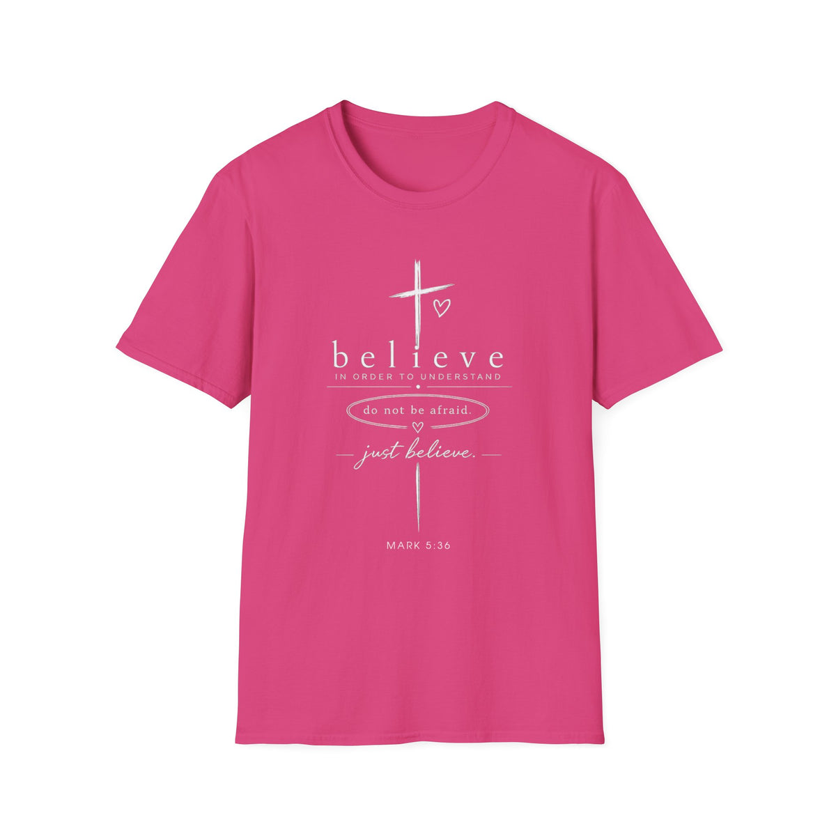 Believe Cross T-Shirt — Inspirational Christian Faith Tee ("believe")