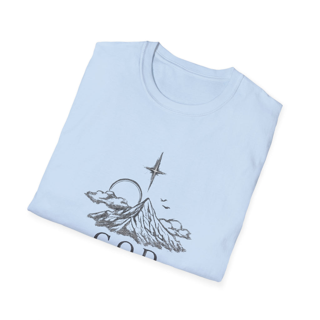 Faith Mountain T-Shirt — "God is Our Refuge" Inspirational Christian Tee