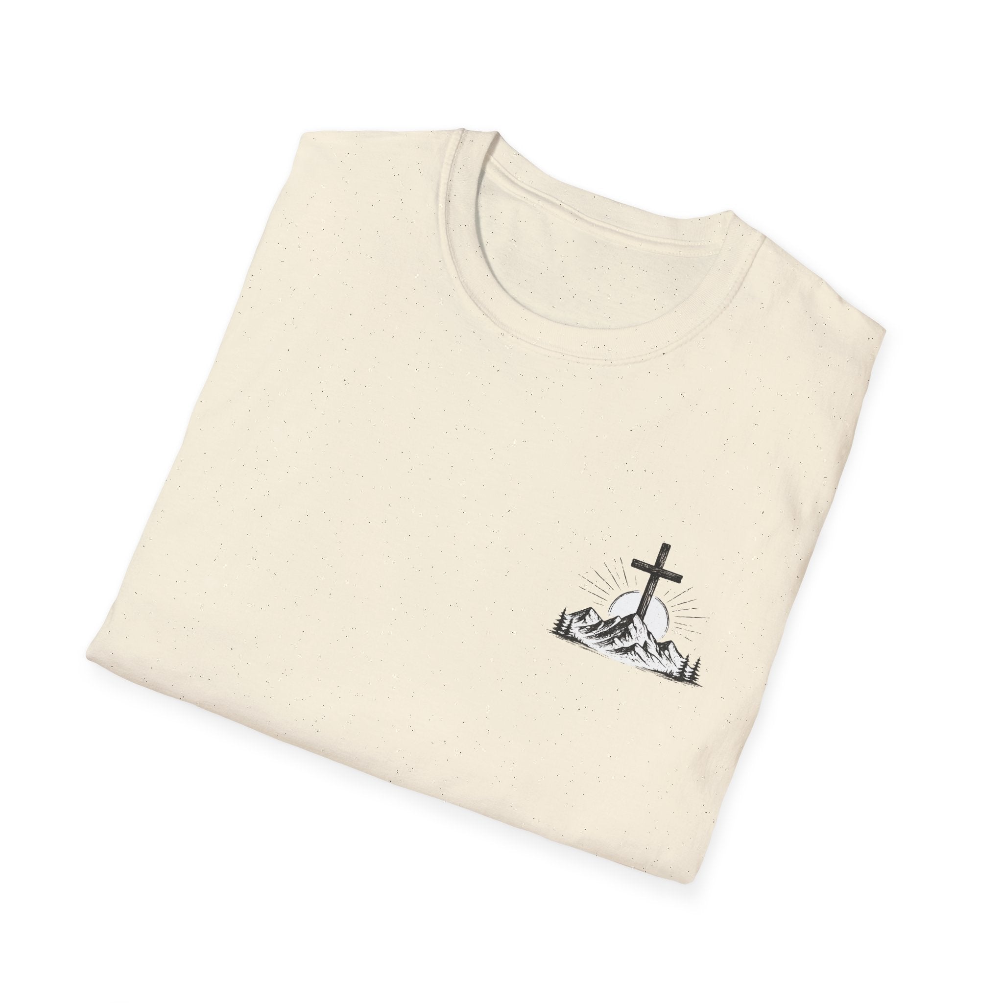 Christian Mountain Cross T-Shirt — Faith & Adventure Minimalist Design