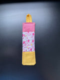 Sweet Promise handmade quilted bookmark with pink and yellow floral cotton fabric