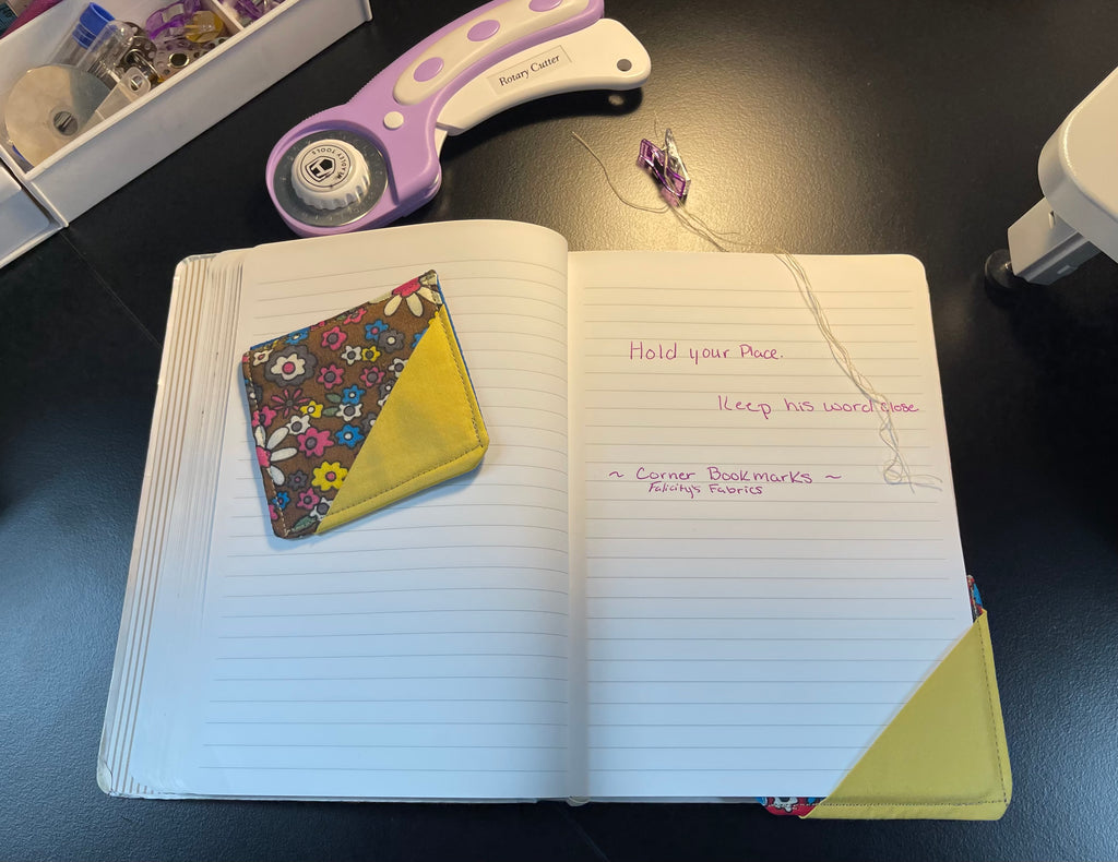 Meadow Morning corner bookmark holding a journal page