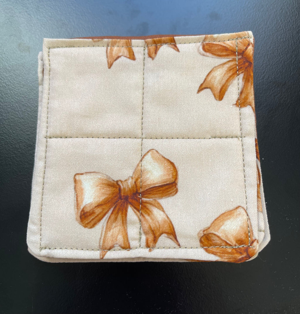 Autumn Bows Handmade Quilted Coasters / Mug Rugs – Set of 4