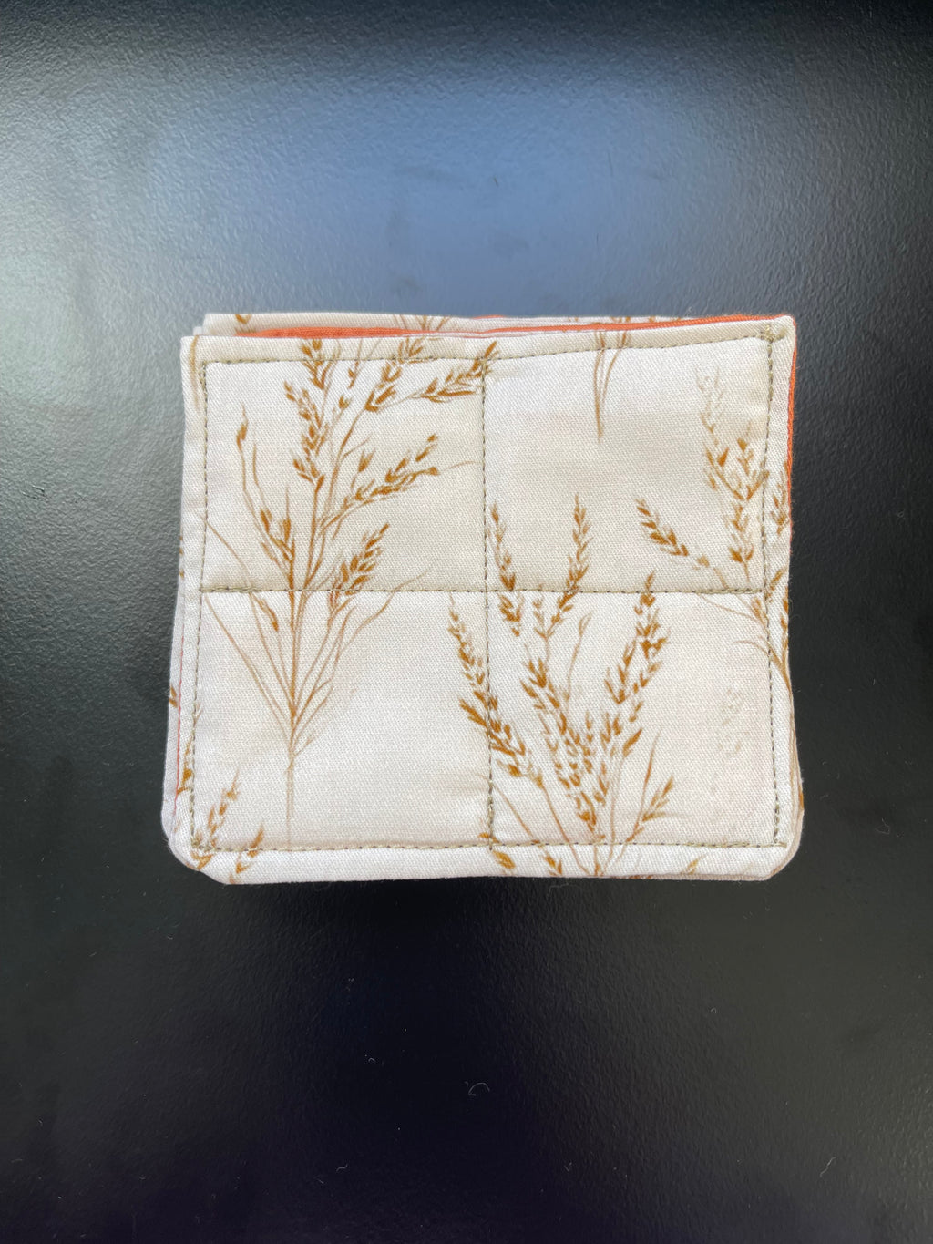Fields of Grace cream wheat-print handmade quilted coaster